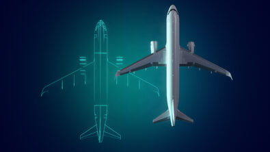两架飞机分别代表一个数字双胞胎模型和一个物理模型