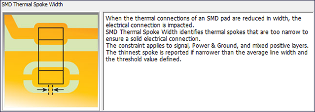 新的DFM检查SMD热辐条宽度
