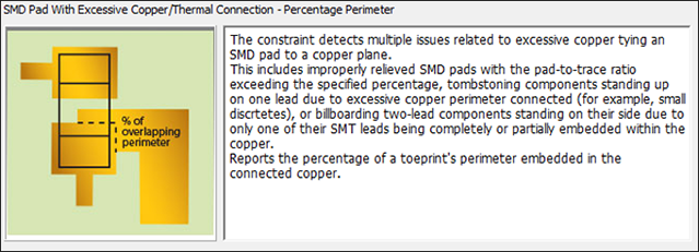 SMD焊盘与过多的铜/热连接的百分比参数。
