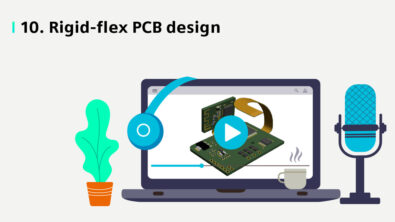 计算机屏幕的插图，文本显示刚性-柔性PCB设计