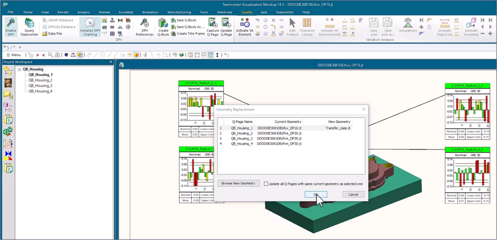 Image of Q-book updating in model-based-quality software from Siemens.